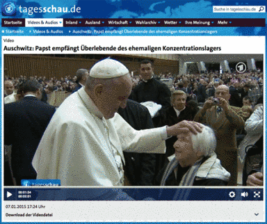 Screenshot tagesschau.de: Papst Franziskus segnet Esther Bejarano