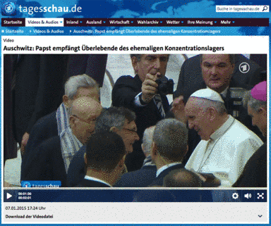 Screenshot tagesschau.de: Der Papst im Gespräch mit der Delegation des Internationalen Auschwitz Komitees