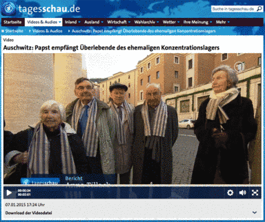 Screenshot tagesschau.de: Die Überlebenden vor der Audienz beim Papst